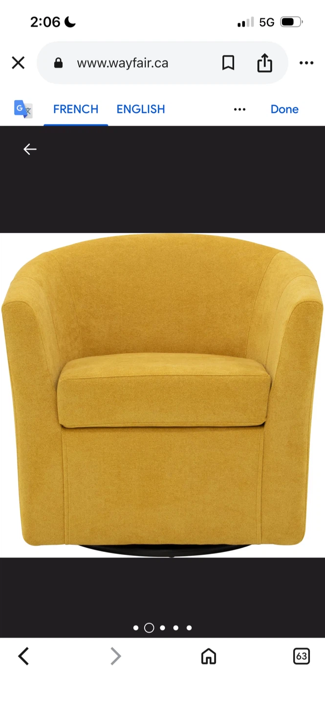 New Yellow Swivel Barrel Accent Chair - photo 2