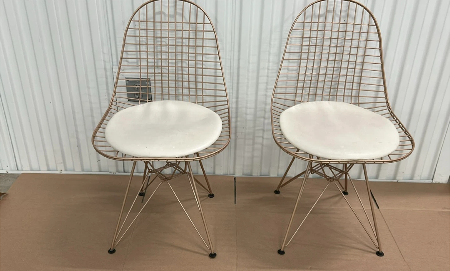 Set of 2 Wire Chairs - Gold Finish - photo 4