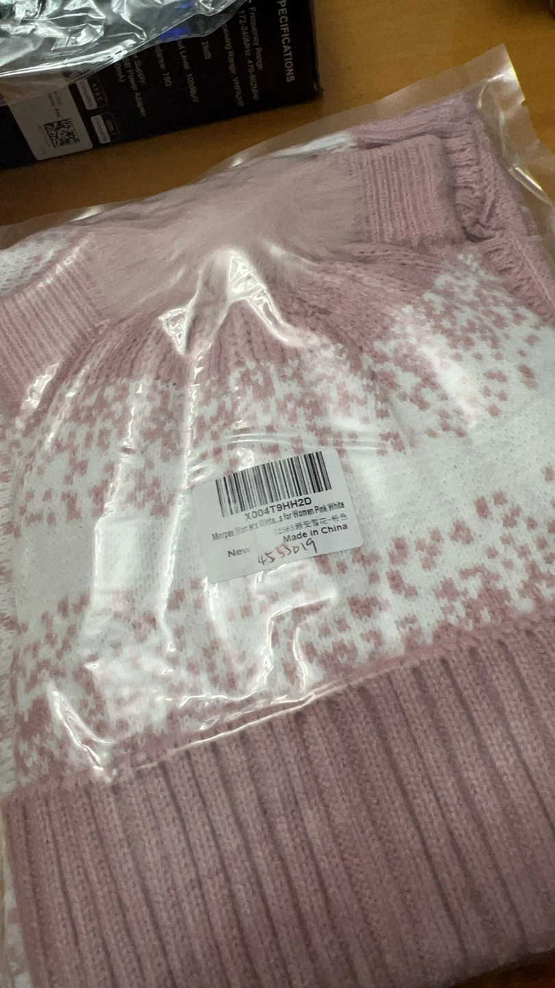 Winter Set: Beanie, Scarf, Gloves - Pink/White - photo 5