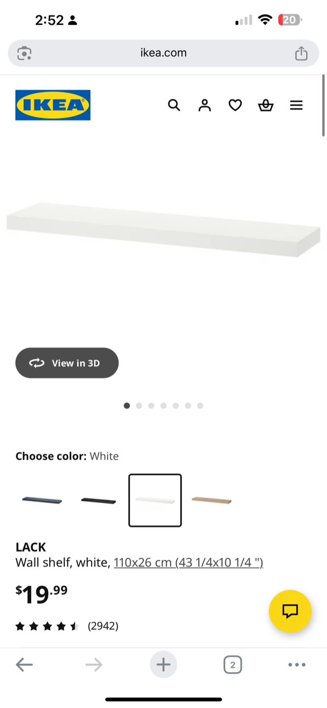 IKEA LACK Wall Shelf, White, 43x10 in (Set of 2)