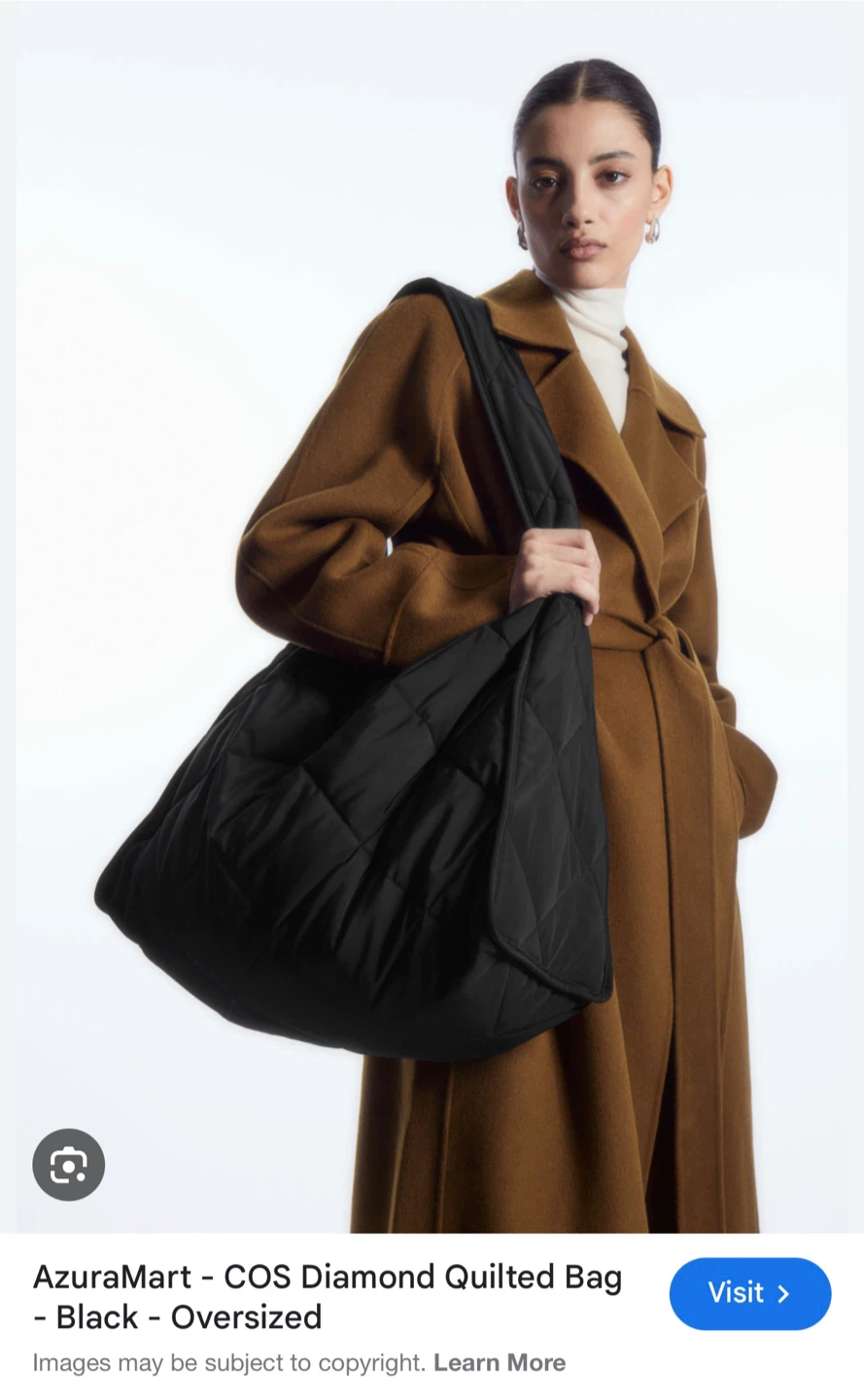 COS Diamond Quilted Oversized Bag - Black