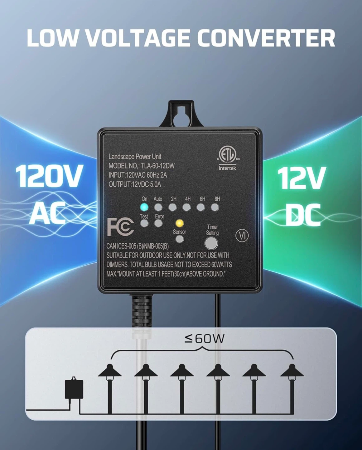 60W Outdoor Low Voltage Transformer with Timer and Photocell - photo 2