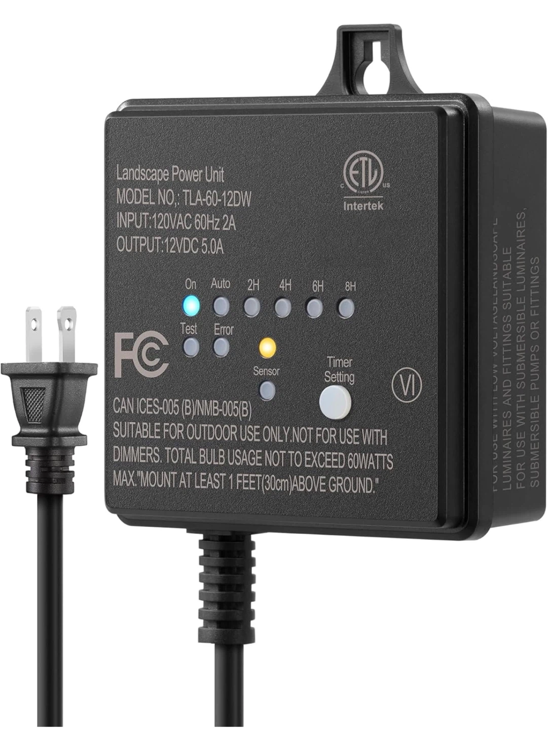 60W Outdoor Low Voltage Transformer with Timer and Photocell