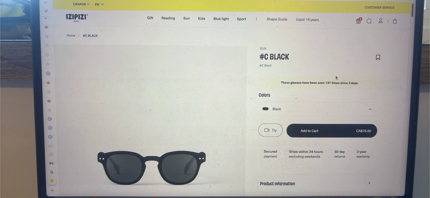 Izipizi #C Black Sunglasses - New in Box! - photo 5