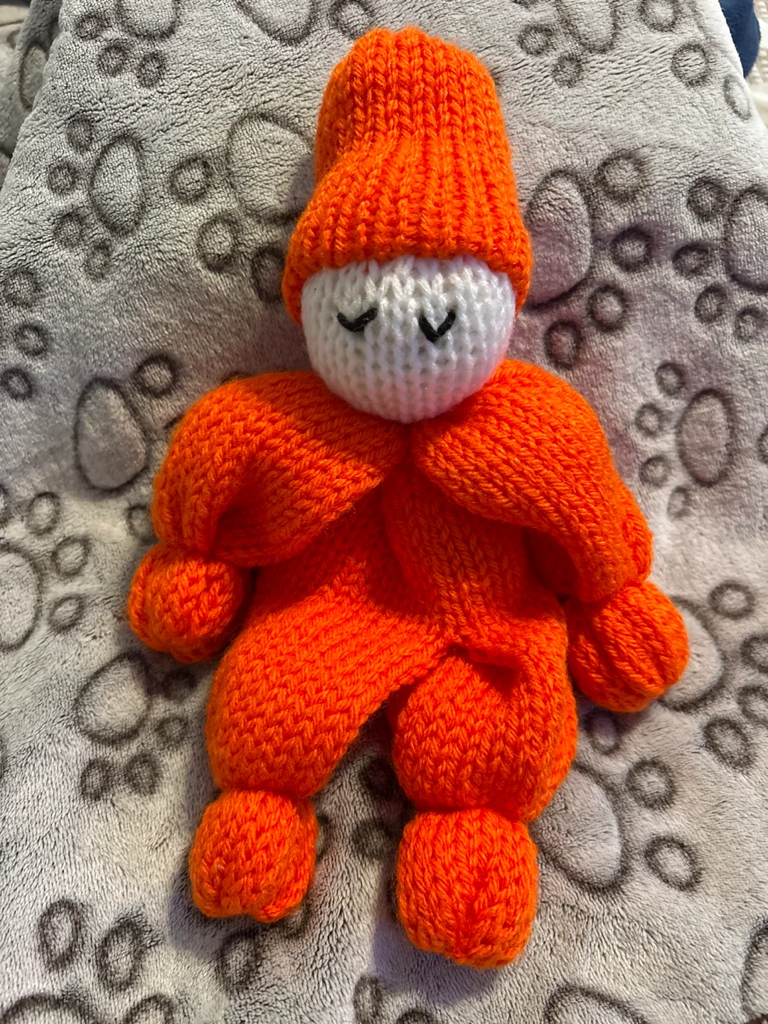 Hand-Knitted Orange Doll