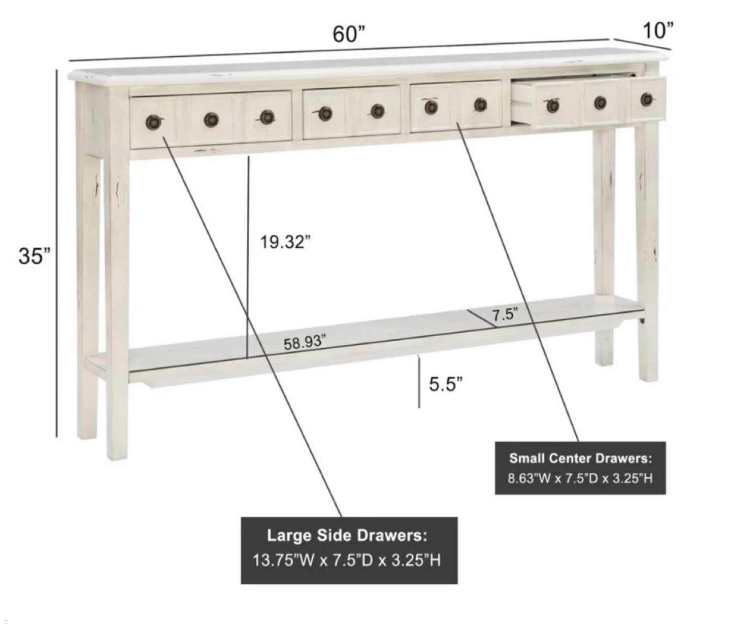 Powell Sadie Cream Long Console Table - New in Box! - photo 2