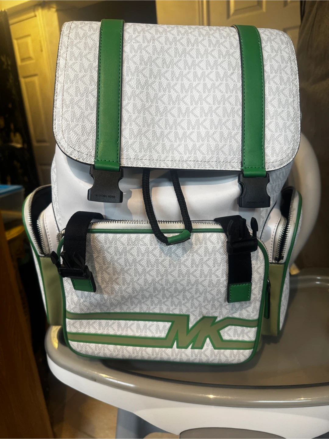 Michael Kors White & Green Backpack