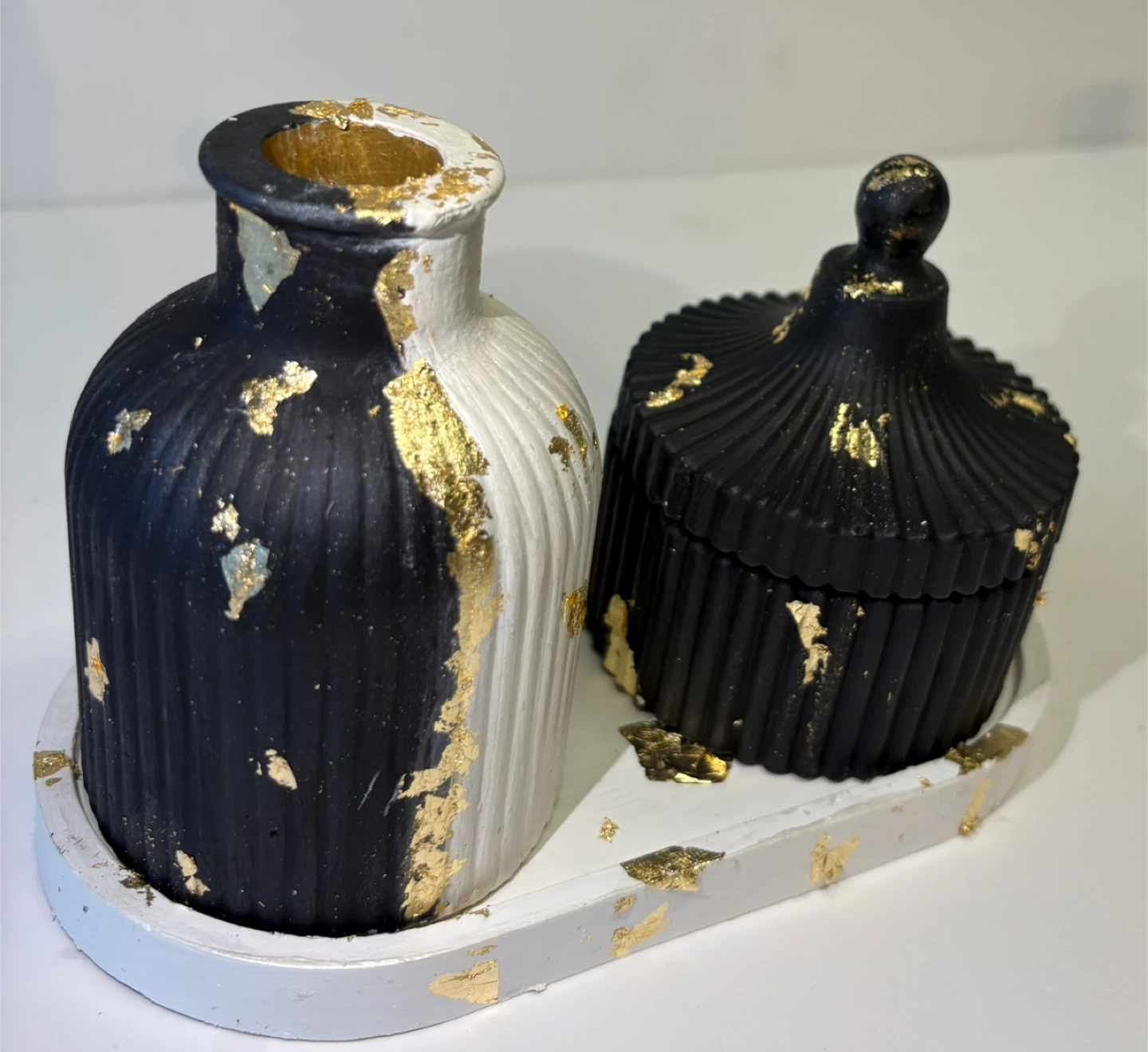 Handmade Decorative Tray Set with vase and trinket box - photo 2