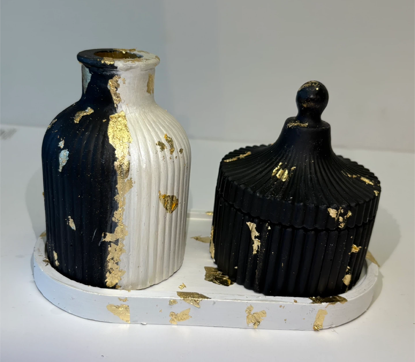 Handmade Decorative Tray Set with vase and trinket box