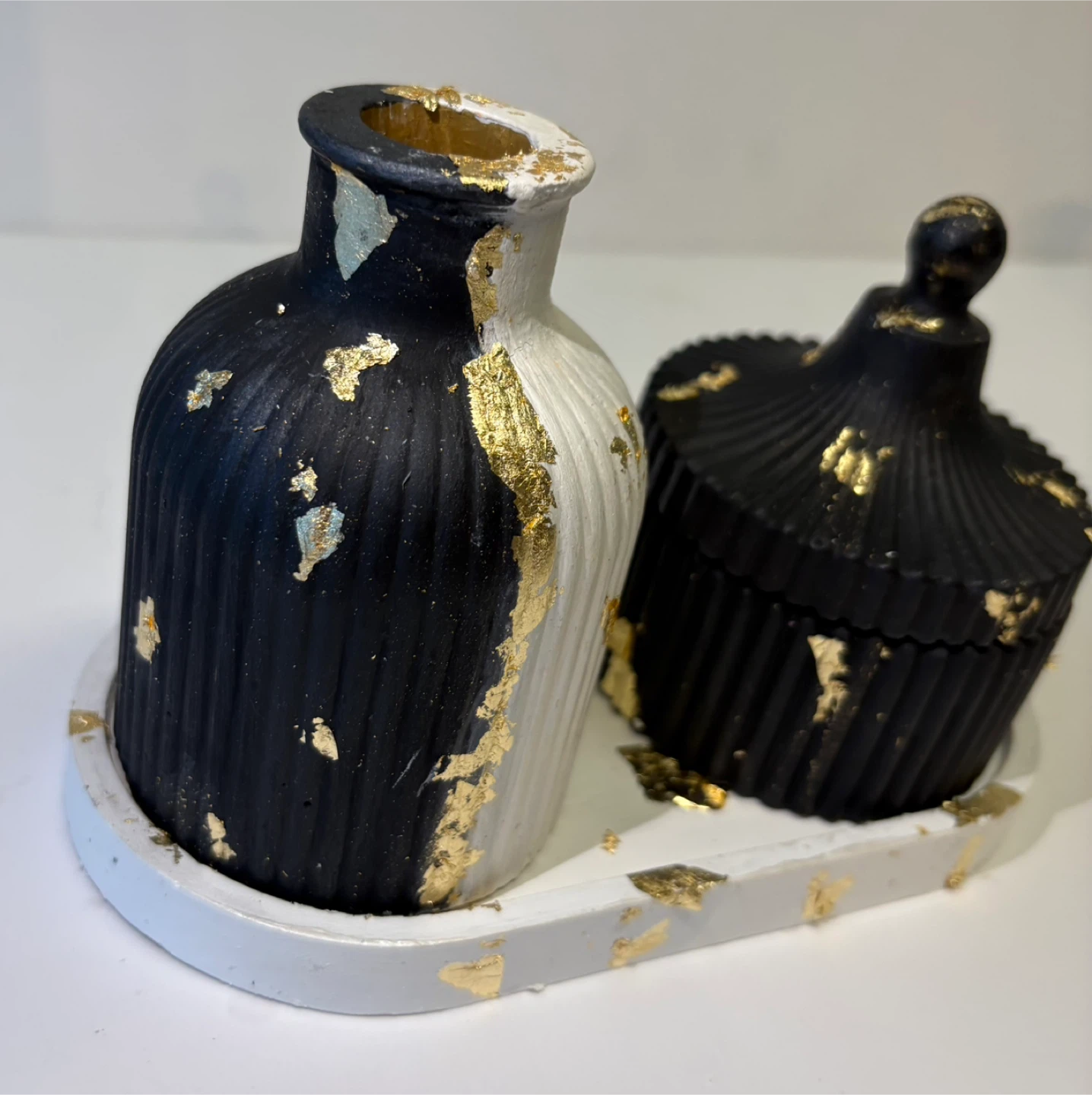 Handmade Decorative Tray Set with vase and trinket box - photo 3