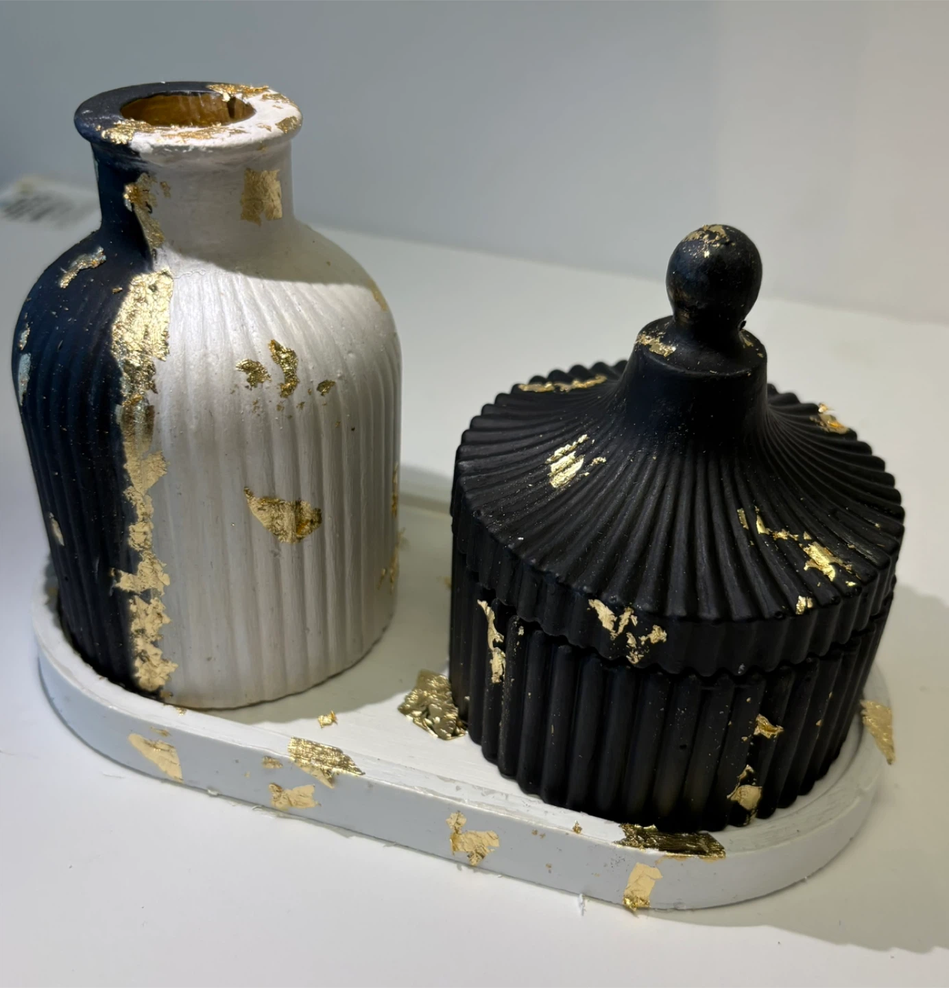 Handmade Decorative Tray Set with vase and trinket box - photo 5