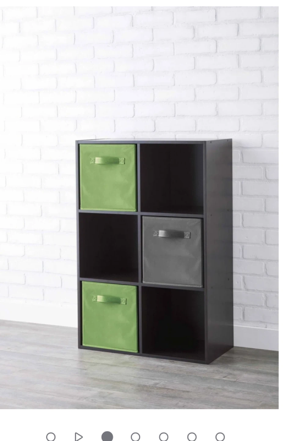 6-Cube Organizer with Bins - Grey & Green