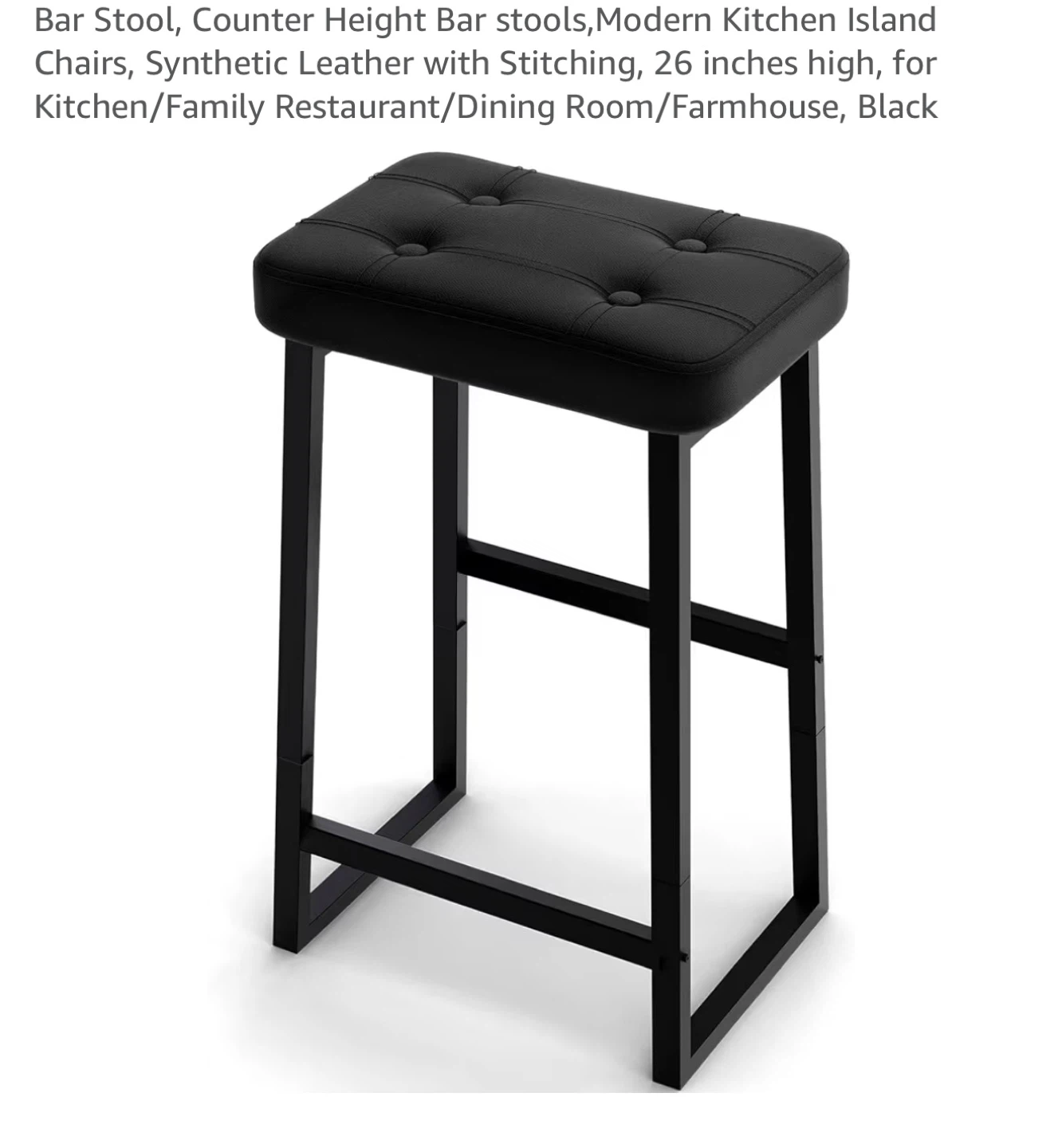 Black Bar Stool - 26 inch Height