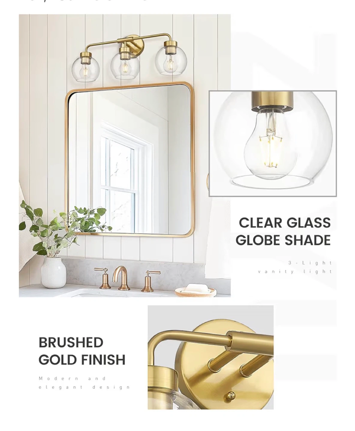 Zeyu 3-Light Vanity Light - Brushed Gold - photo 2