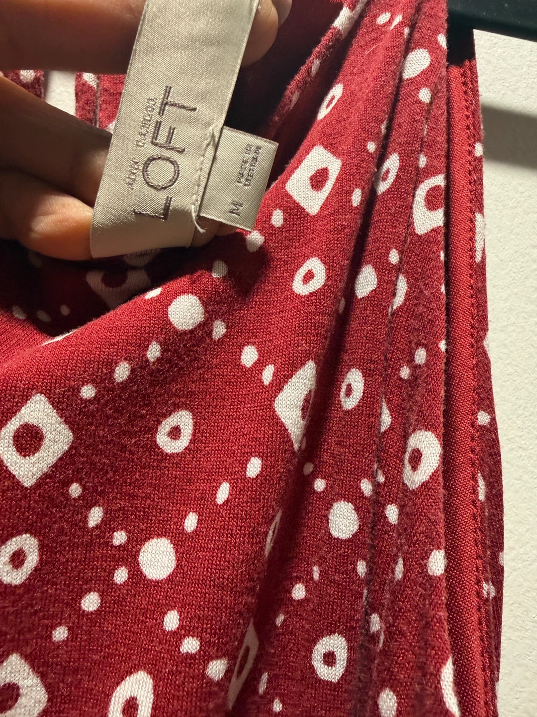 LOFT Red Patterned Dress - Size M - photo 3