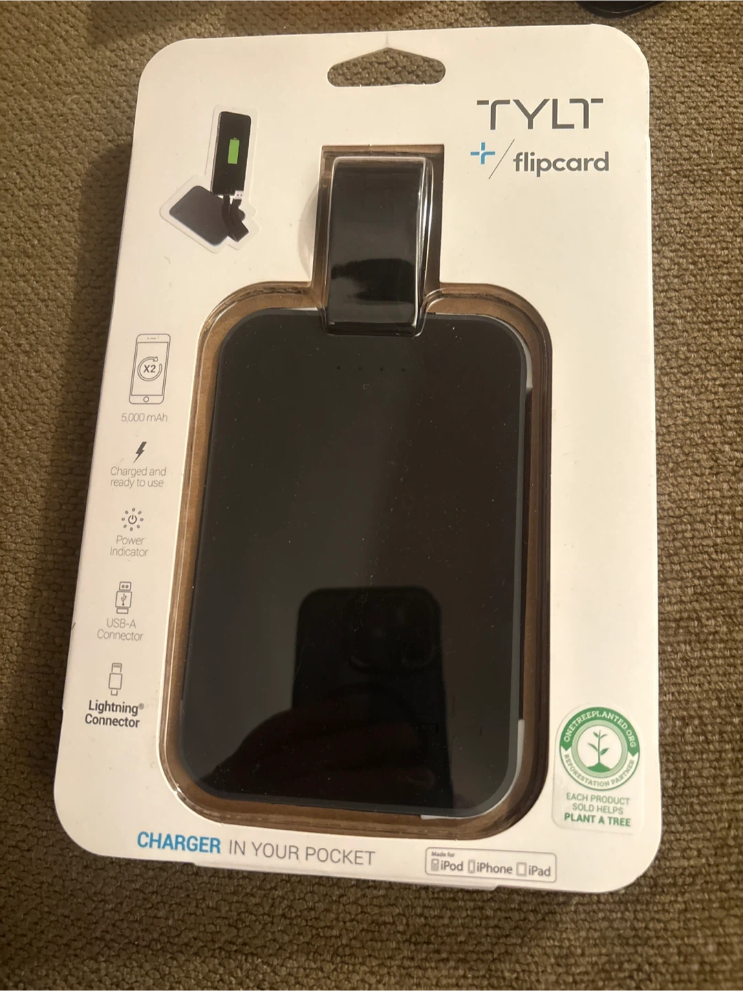 TYLT Flipcard 5,000 mAh Battery Charger - New