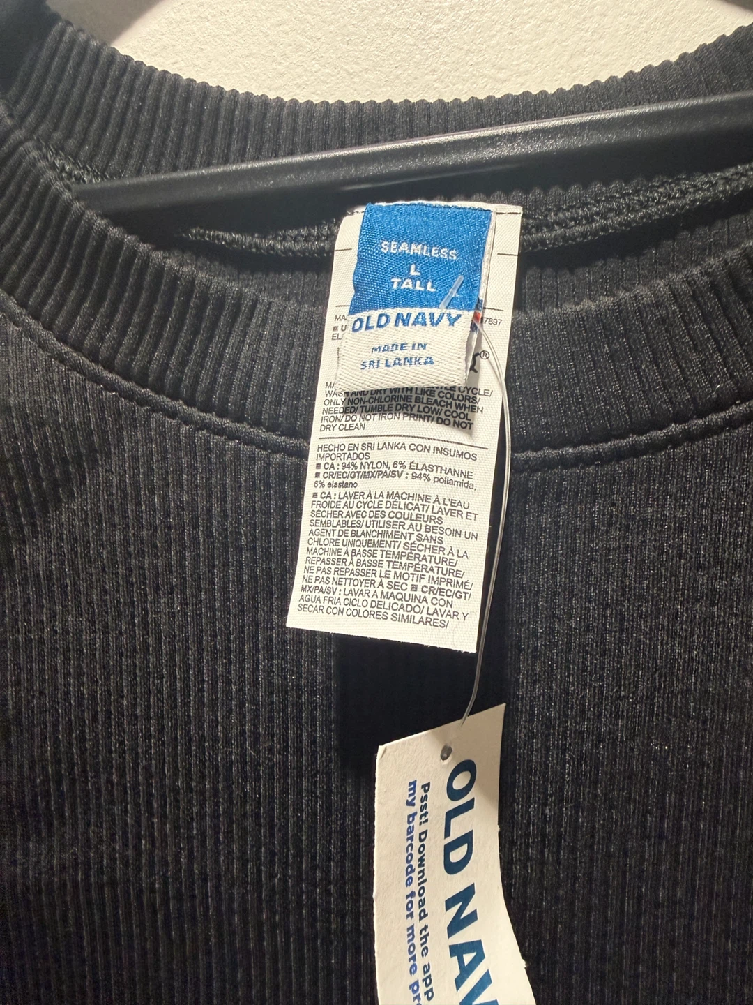 Old Navy Black Ribbed Long Sleeve Top - L Tall - photo 2