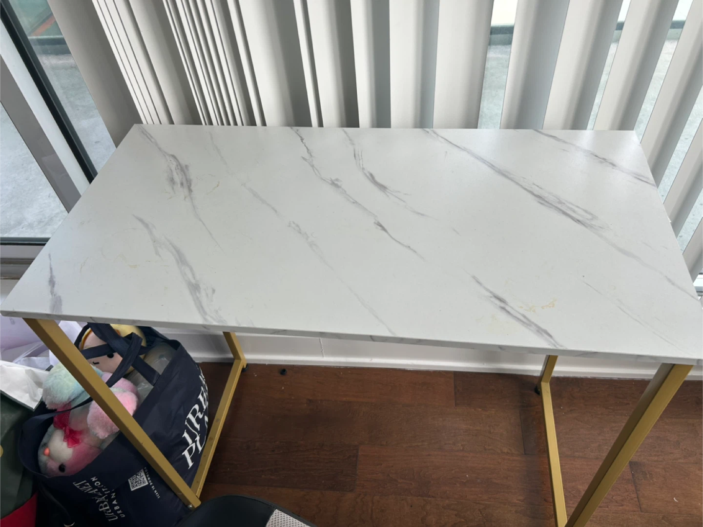 White Marble & Gold Desk
