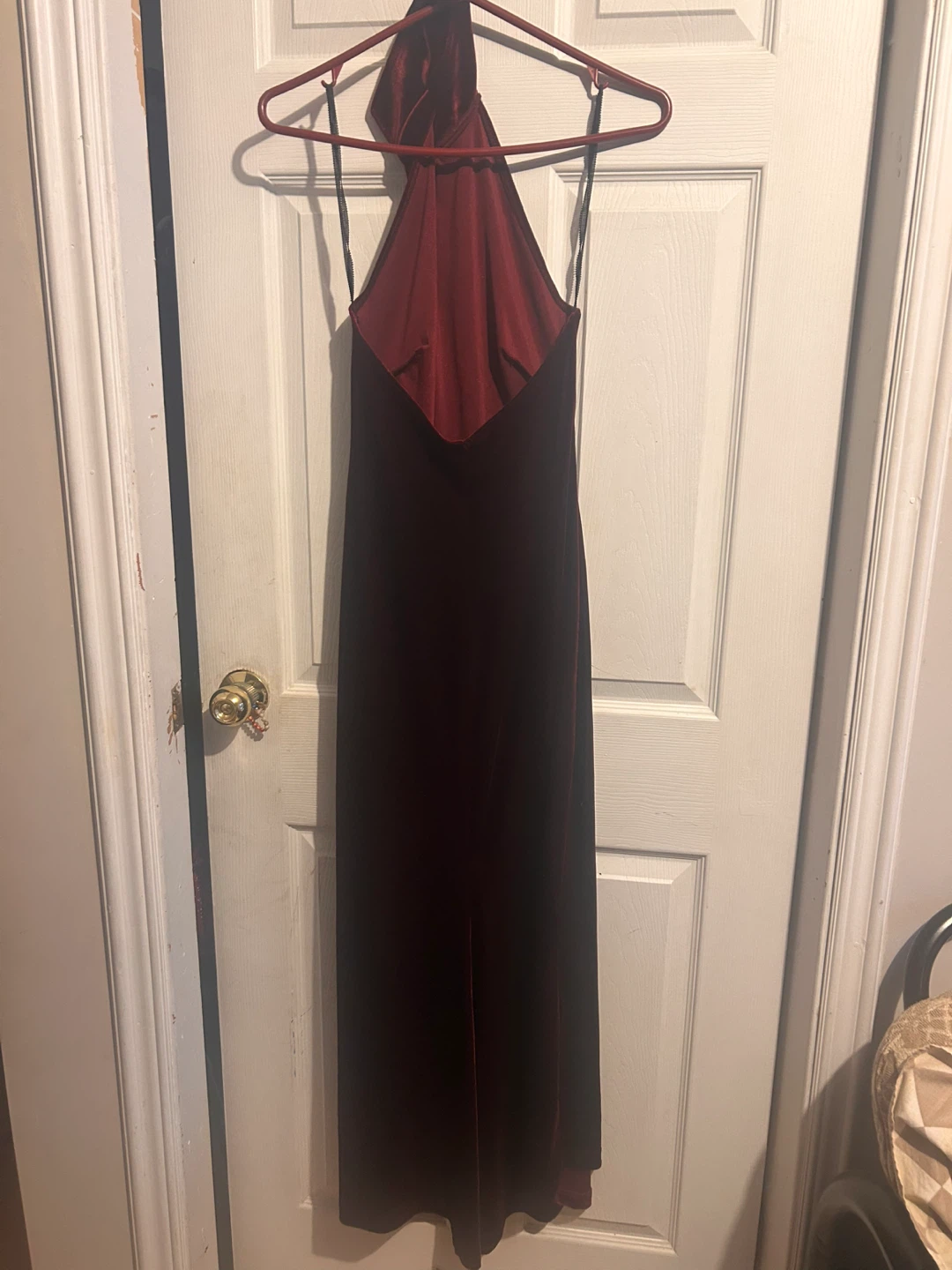 Burgundy/Red Velvet Halter Dress - photo 2
