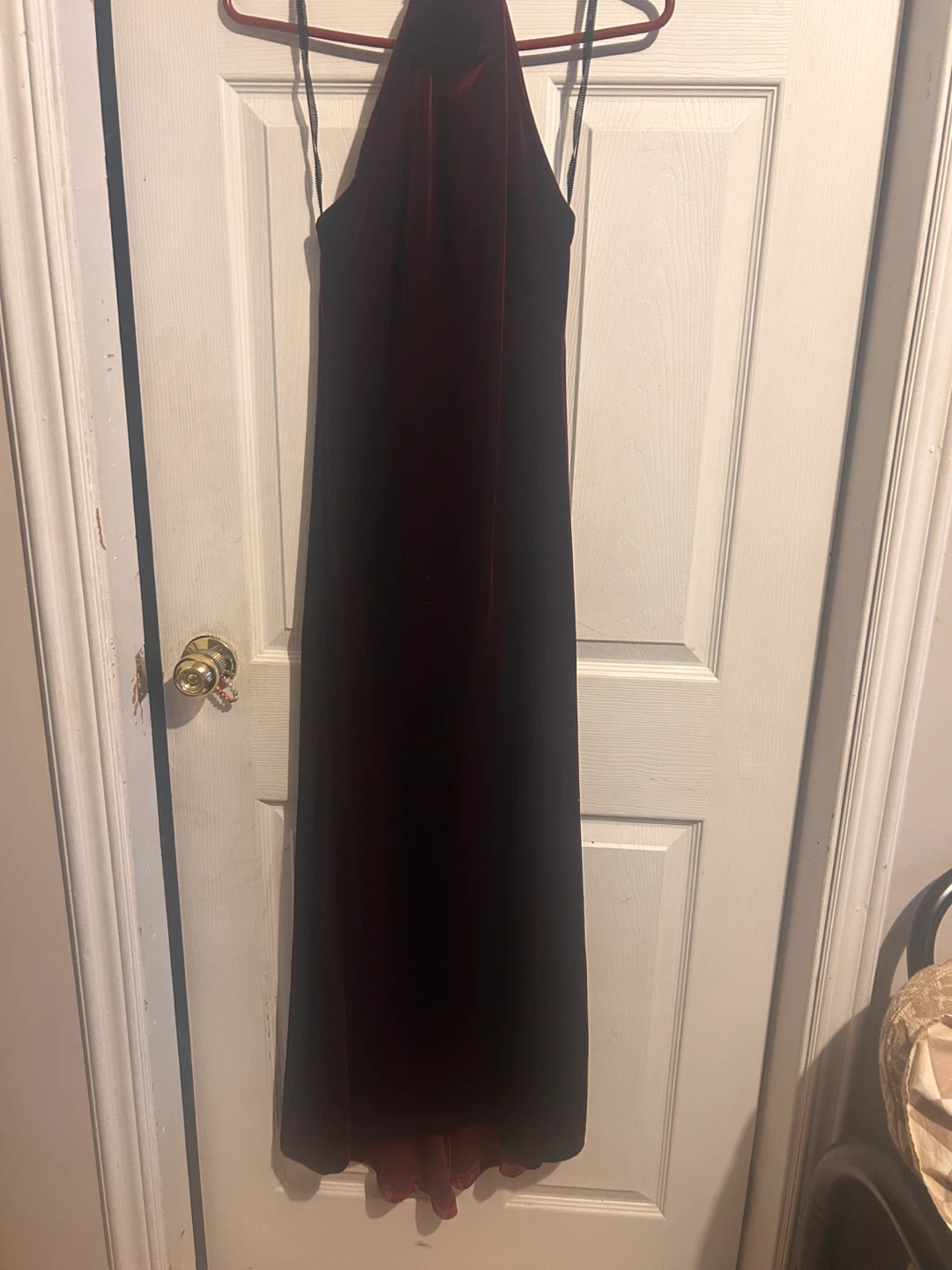 Burgundy/Red Velvet Halter Dress