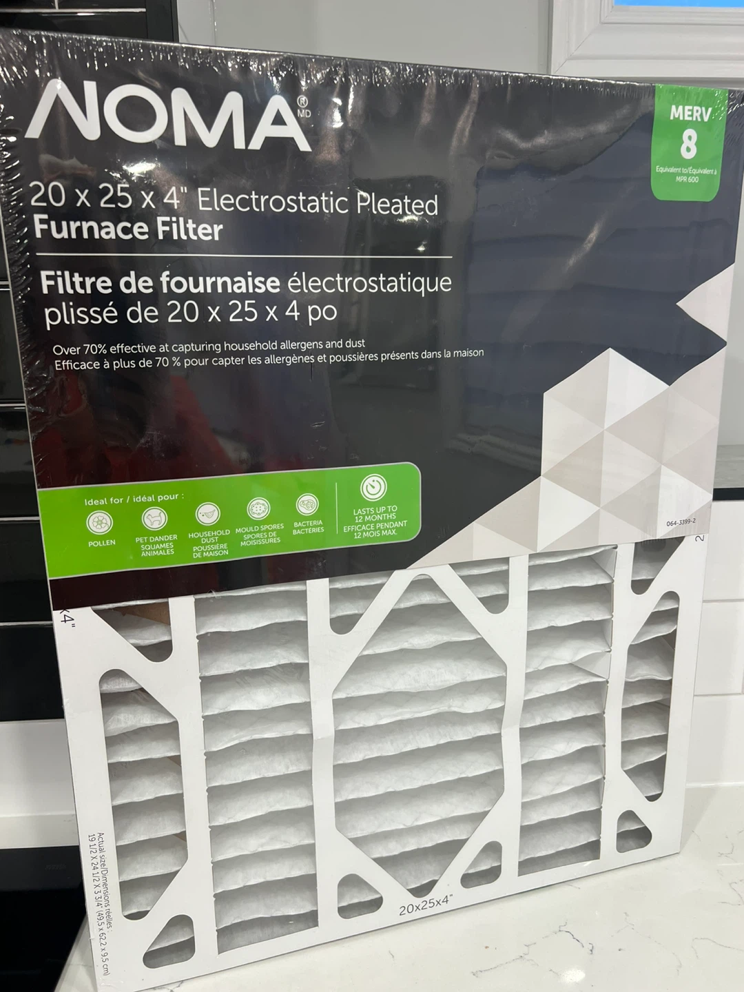 NOMA 20x25x4" Electrostatic Pleated Furnace Filter - New