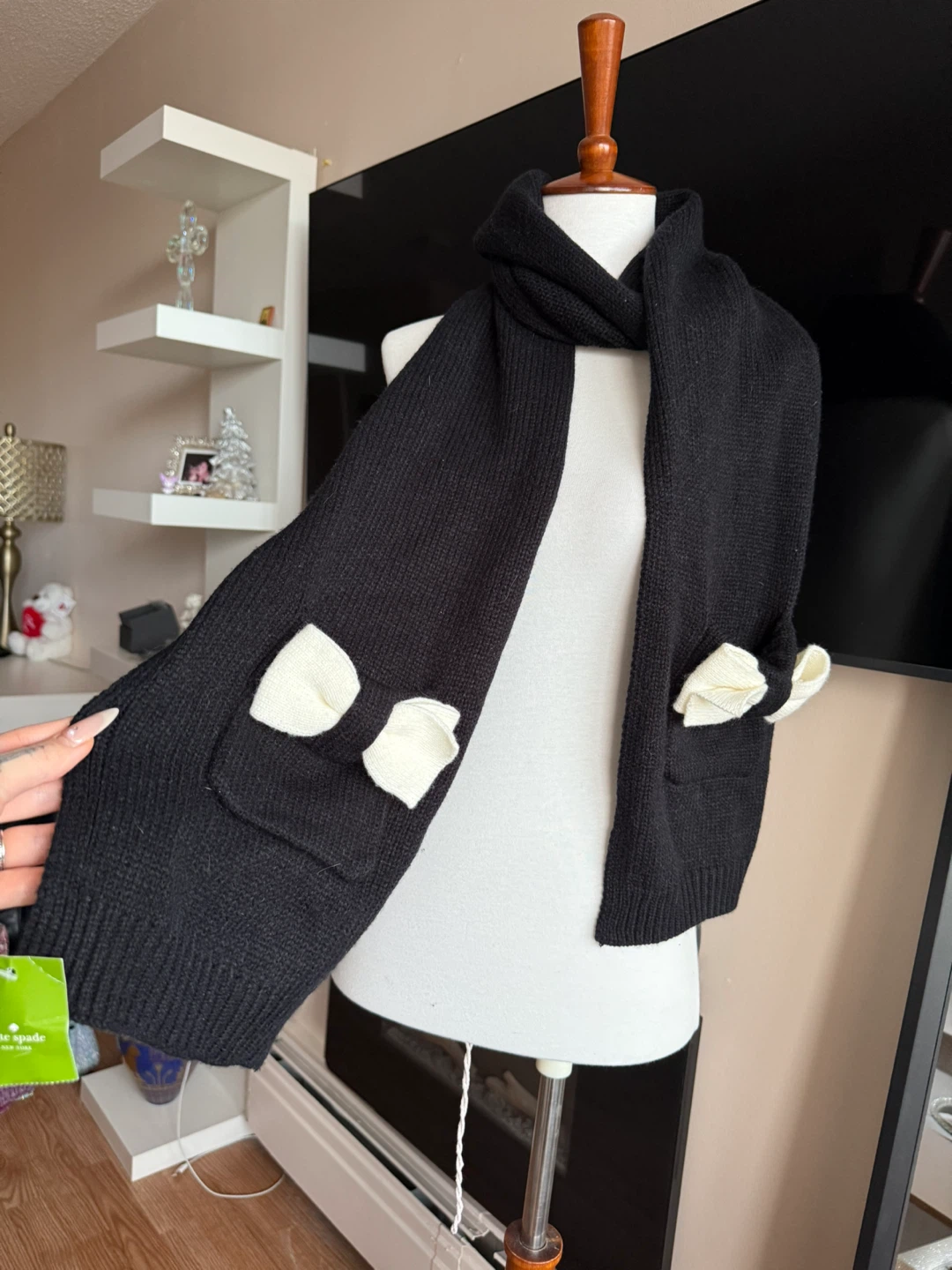 Kate Spade Black Scarf with Pockets