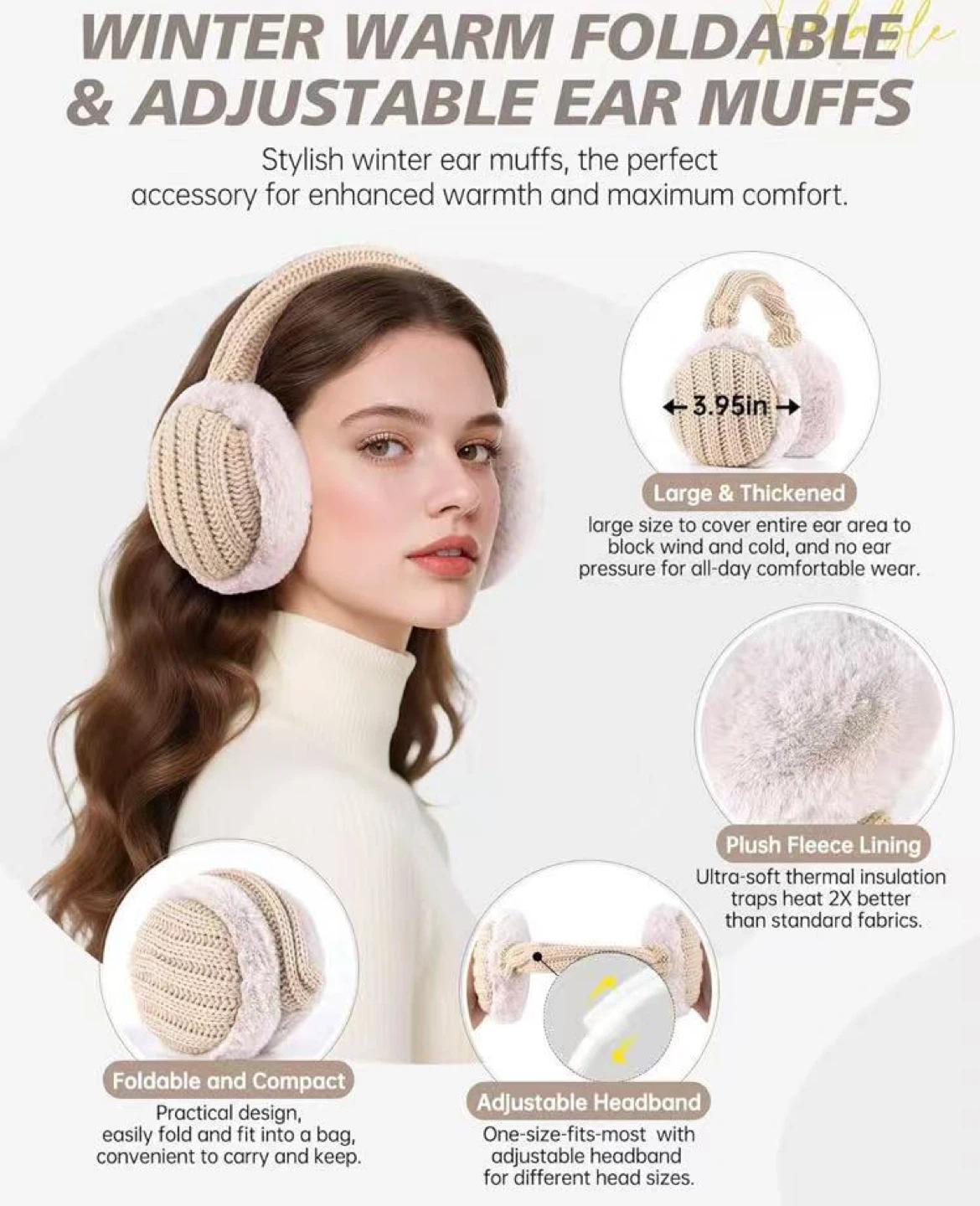 Winter Warm 4-Piece Set: Beanie, Scarf, Gloves & Ear Muffs! - photo 3
