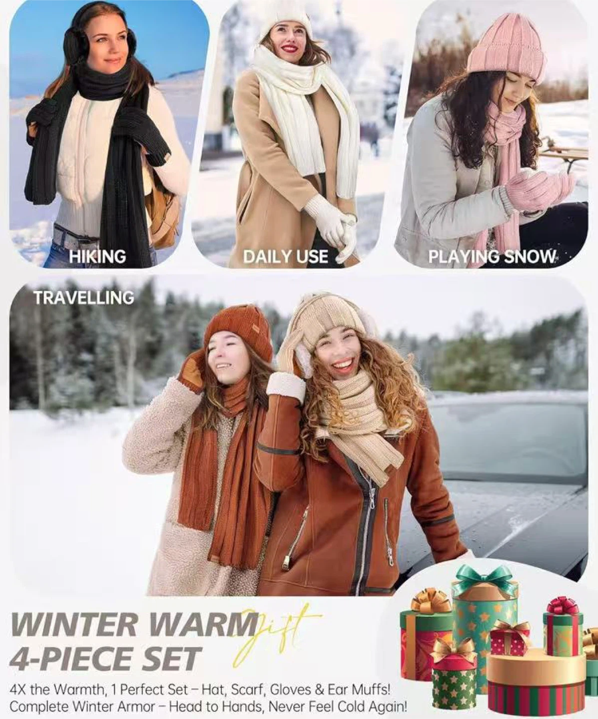 Winter Warm 4-Piece Set: Beanie, Scarf, Gloves & Ear Muffs! - photo 5