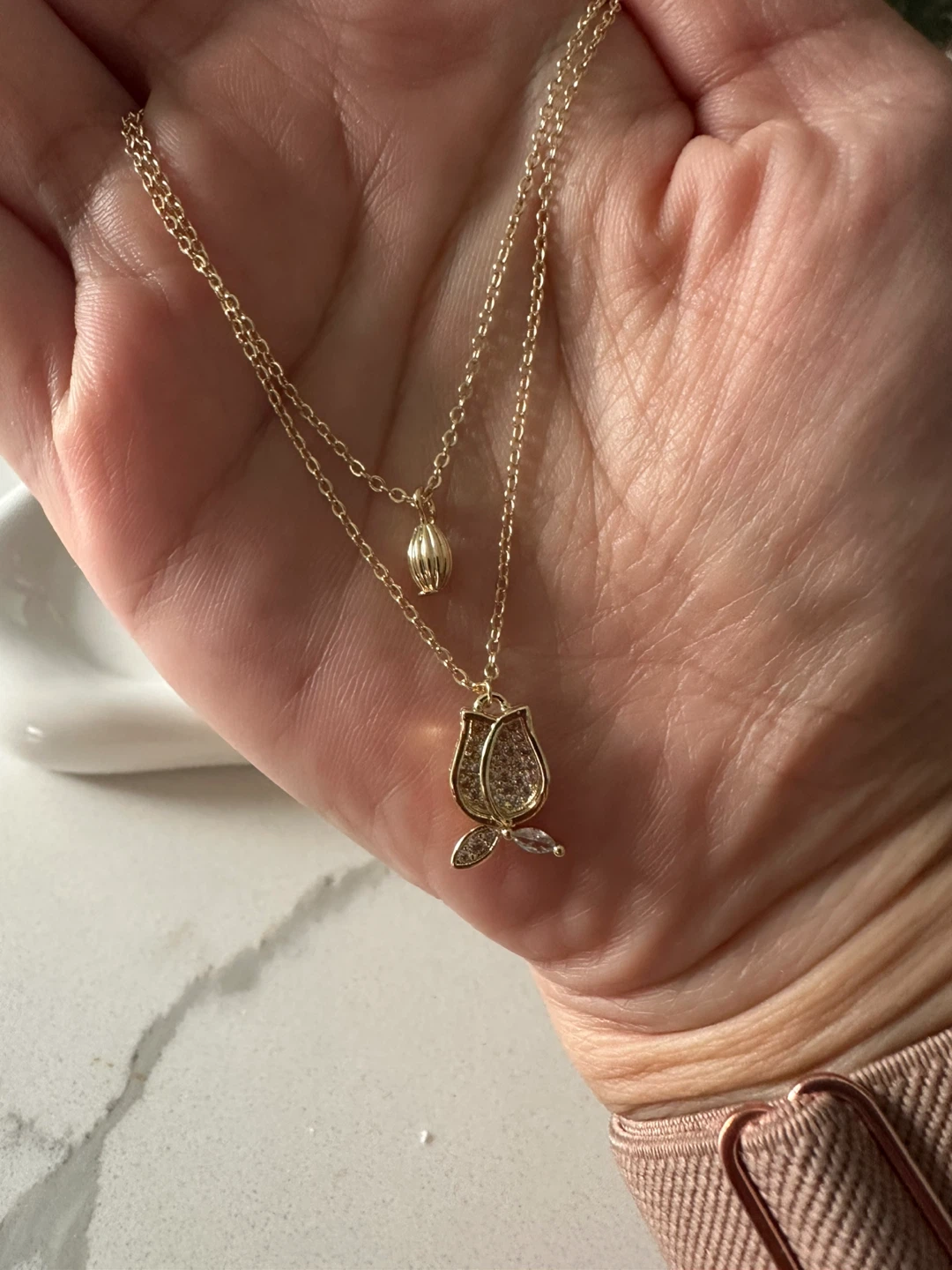 Gold Layered Tulip Necklace