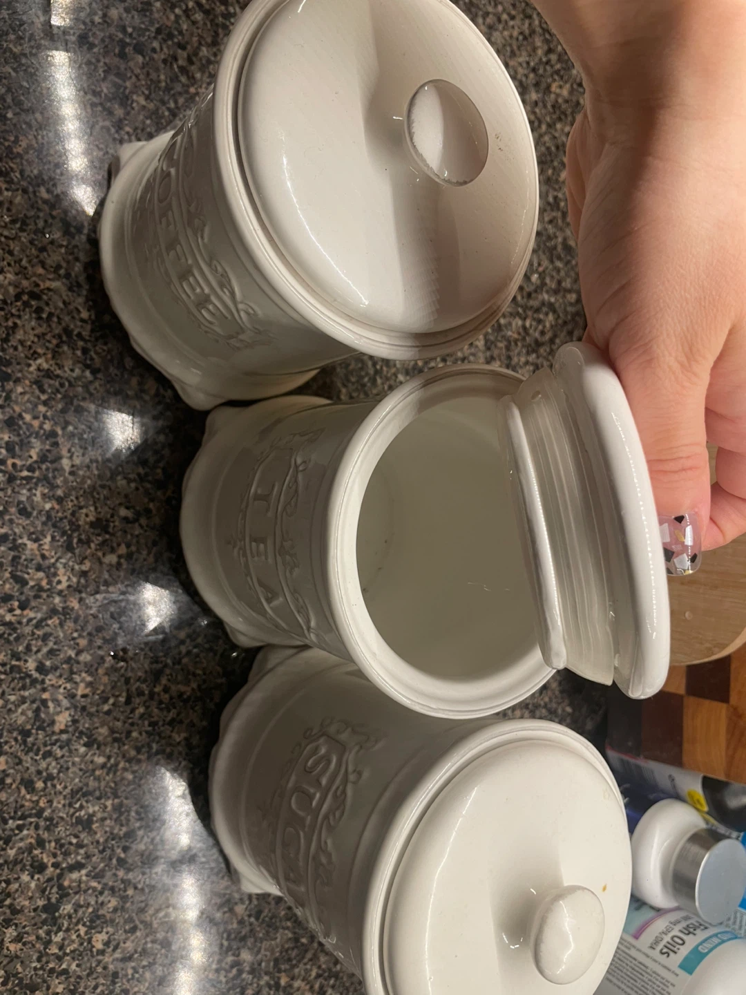 White Ceramic Coffee, Tea, Sugar Canisters - photo 2