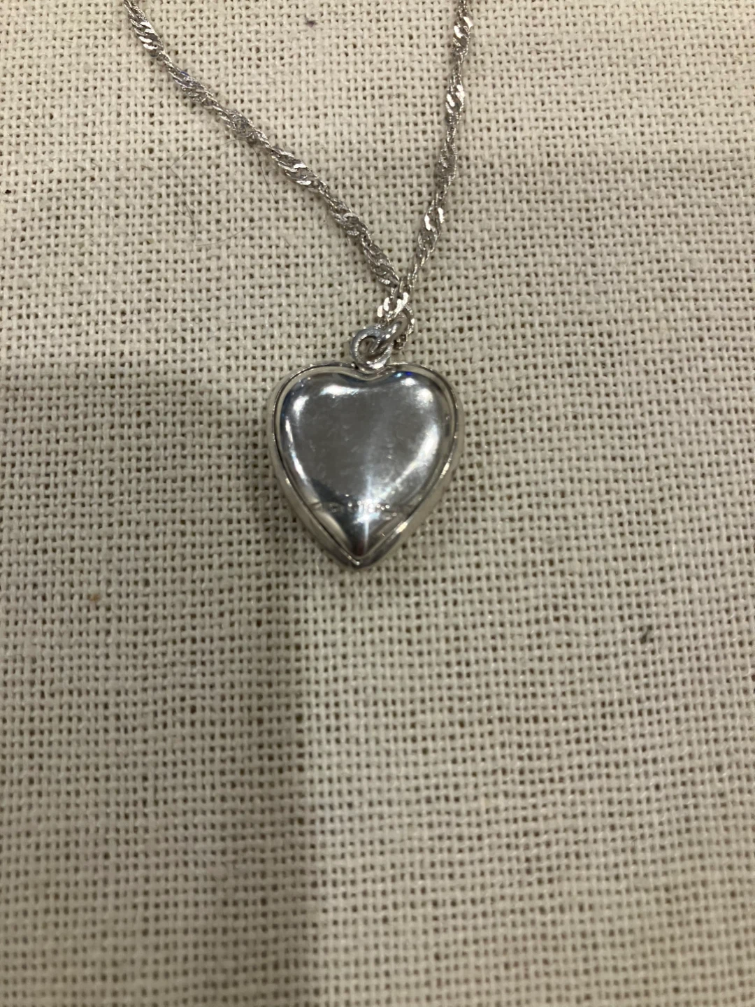 Vintage large sterling silver Heart Pendant Silver Necklace - photo 3