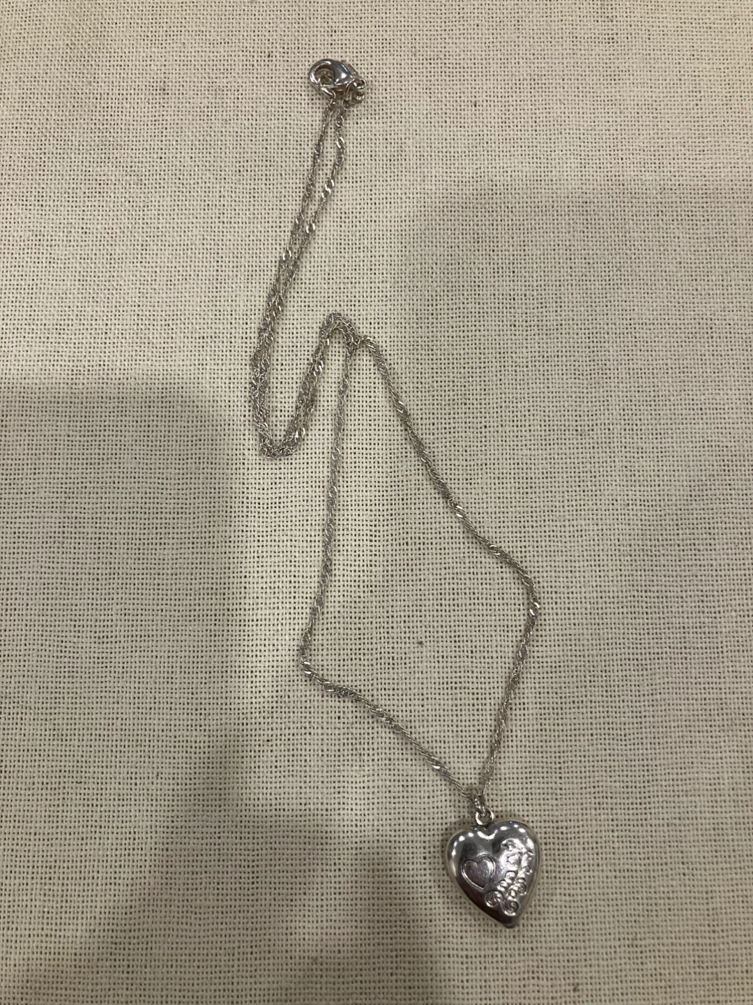 Vintage large sterling silver Heart Pendant Silver Necklace