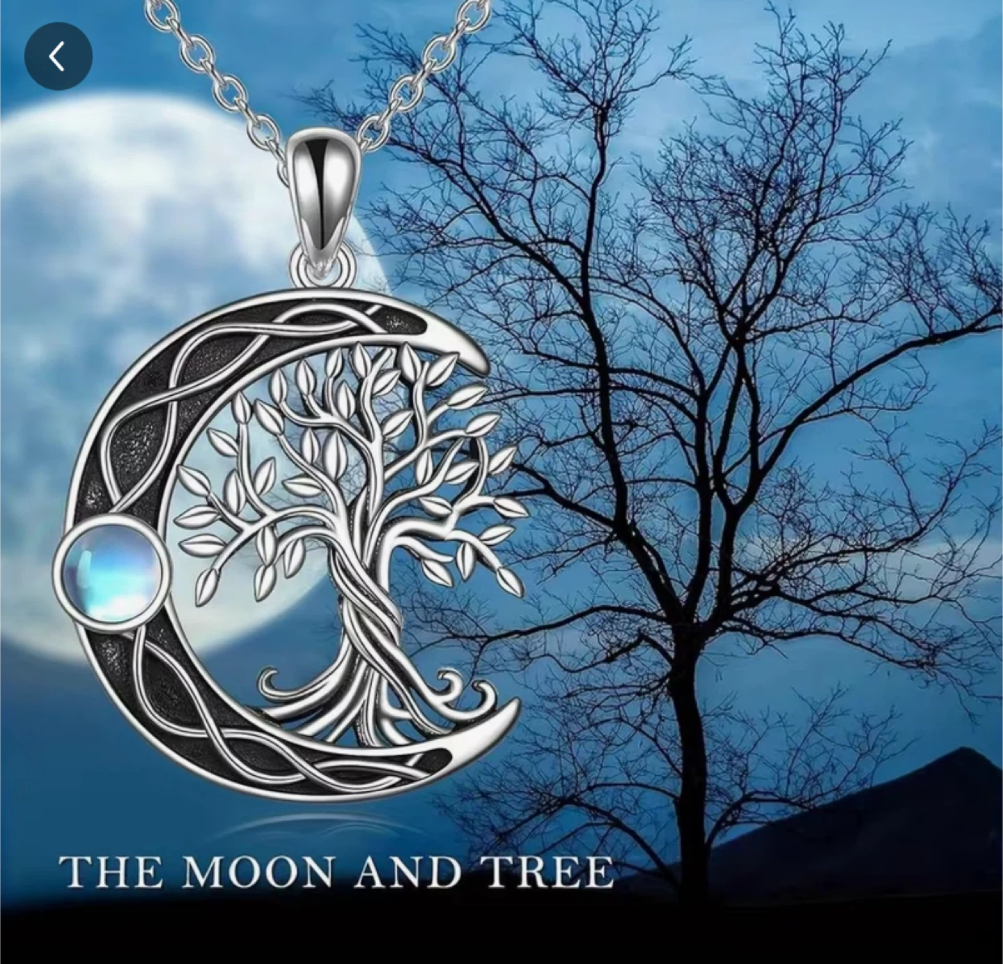 The Moon and Tree Pendant Necklace