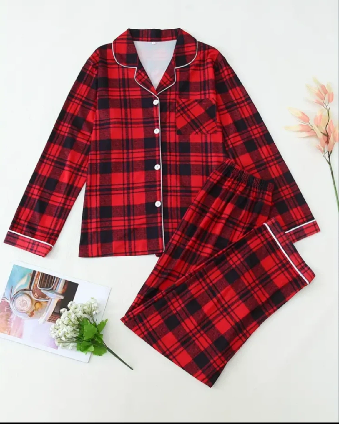 Red & Black Plaid Pajama Set