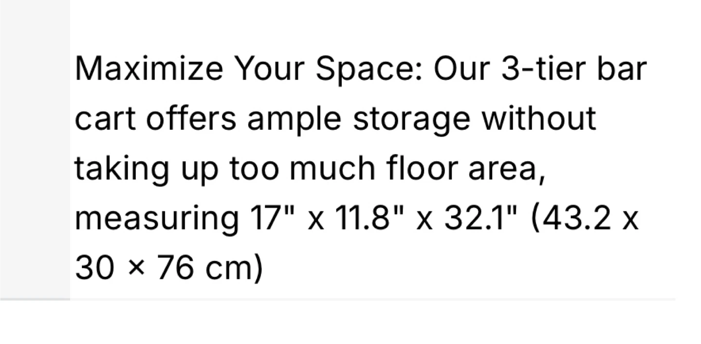 3-Tier Bar Cart - Maximize Your Space! - photo 3
