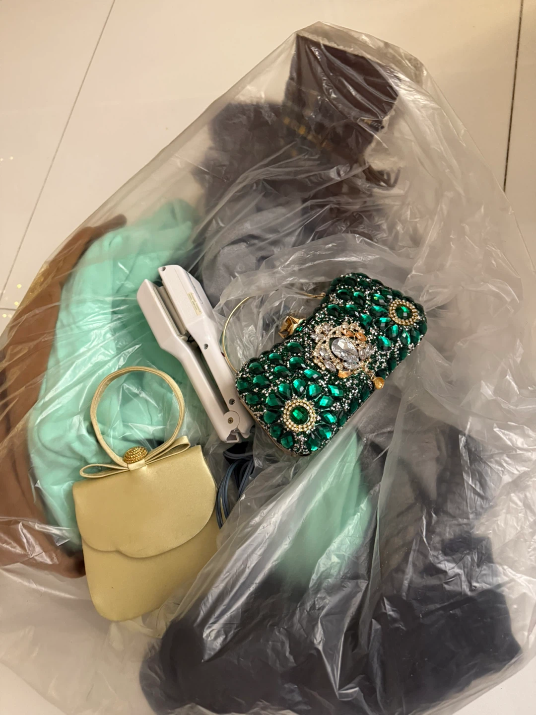 Green Embellished Clutch Bag  size M boot size 9