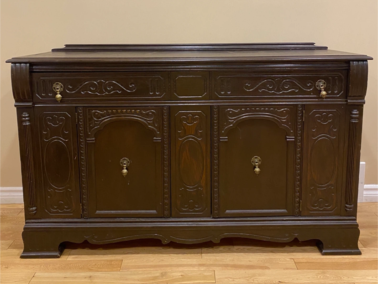 Antique Krug Bros Solid Wood Sideboard Buffet (CAN DELIVER)