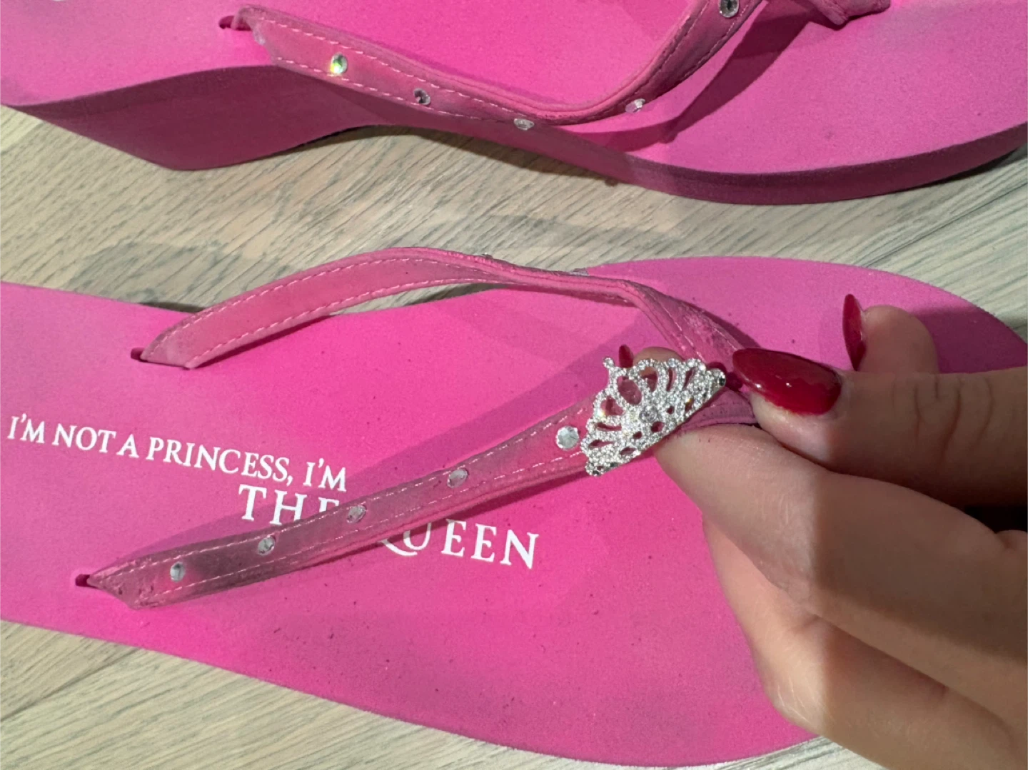 Size 10 - I'm Not a Princess, I'm The Queen Pink Flip Flops - photo 2