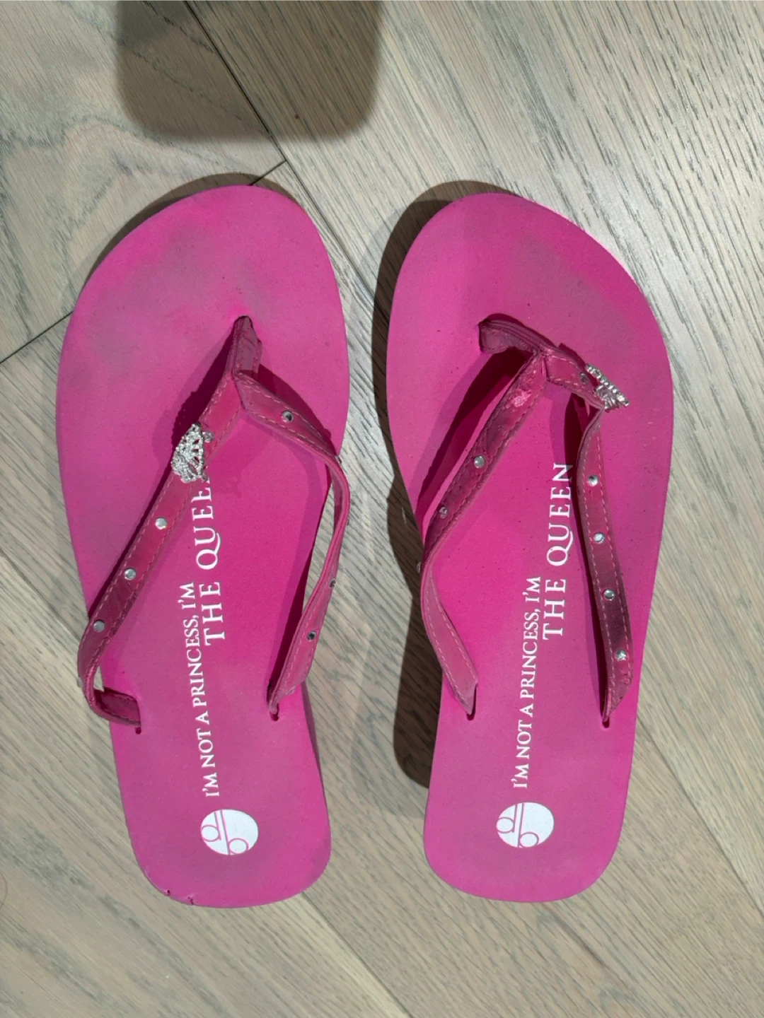 Size 10 - I'm Not a Princess, I'm The Queen Pink Flip Flops
