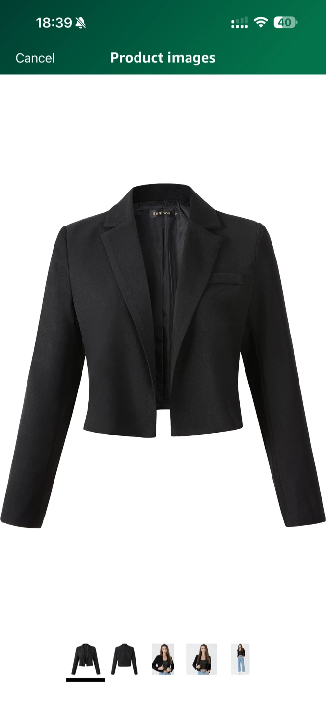 Beninos Black Cropped Blazer Size XS and L
