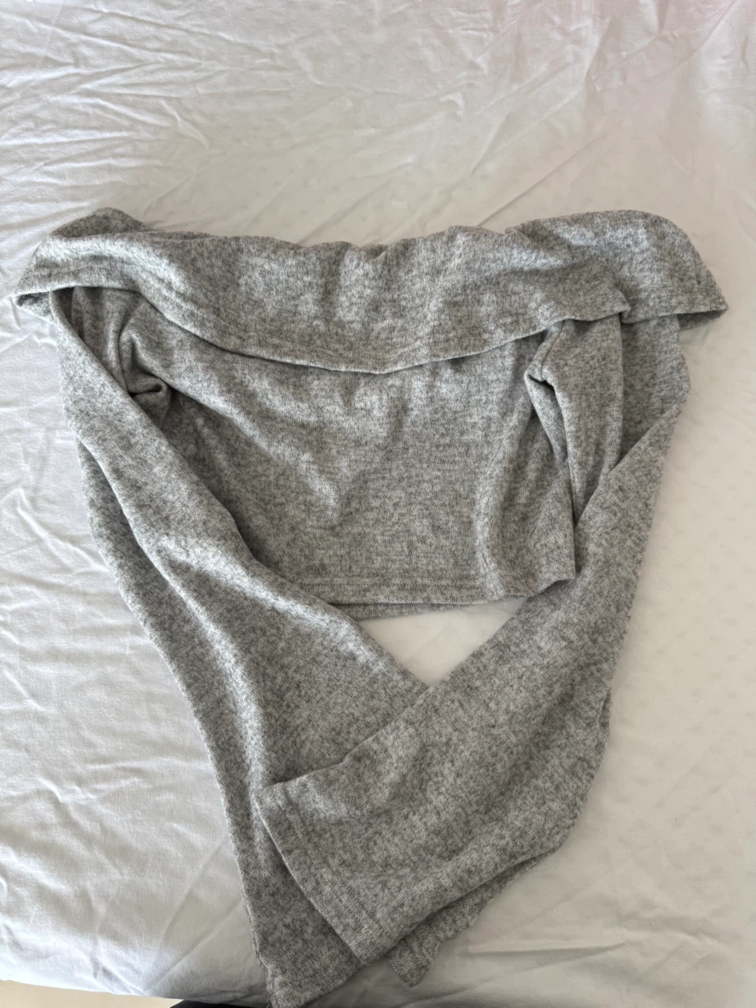Grey Off-the-Shoulder Long Sleeve Top - photo 2