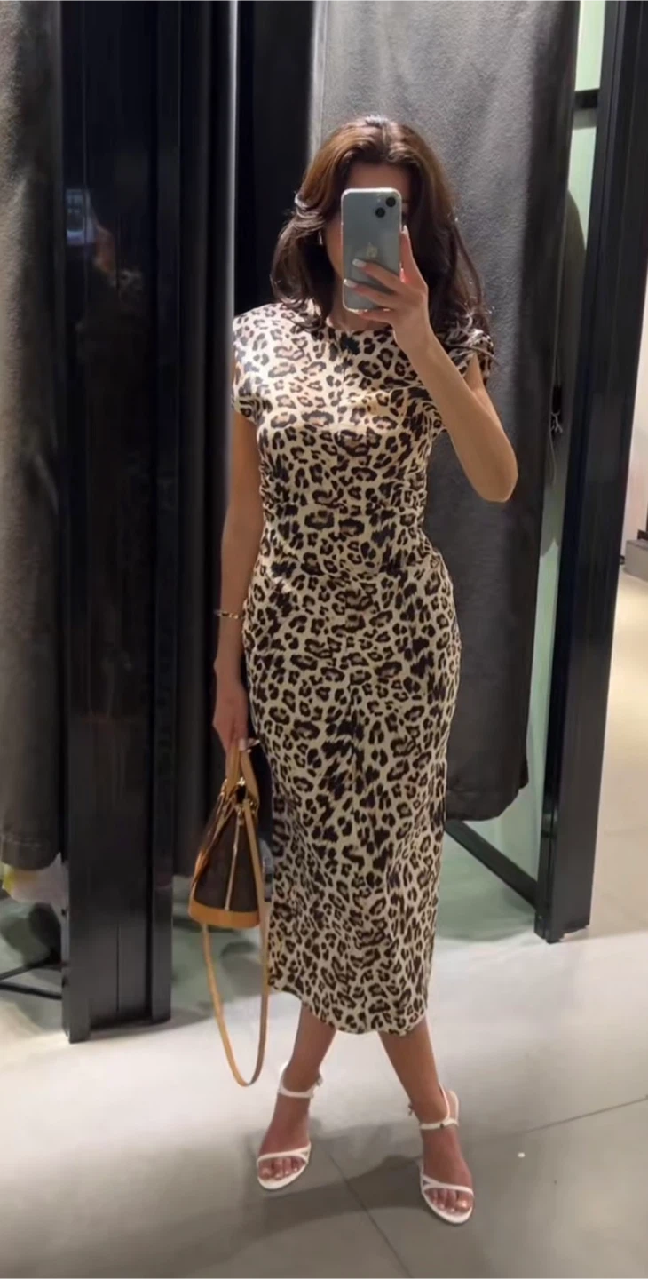 NEW Zara Leopard Print Midi Dress