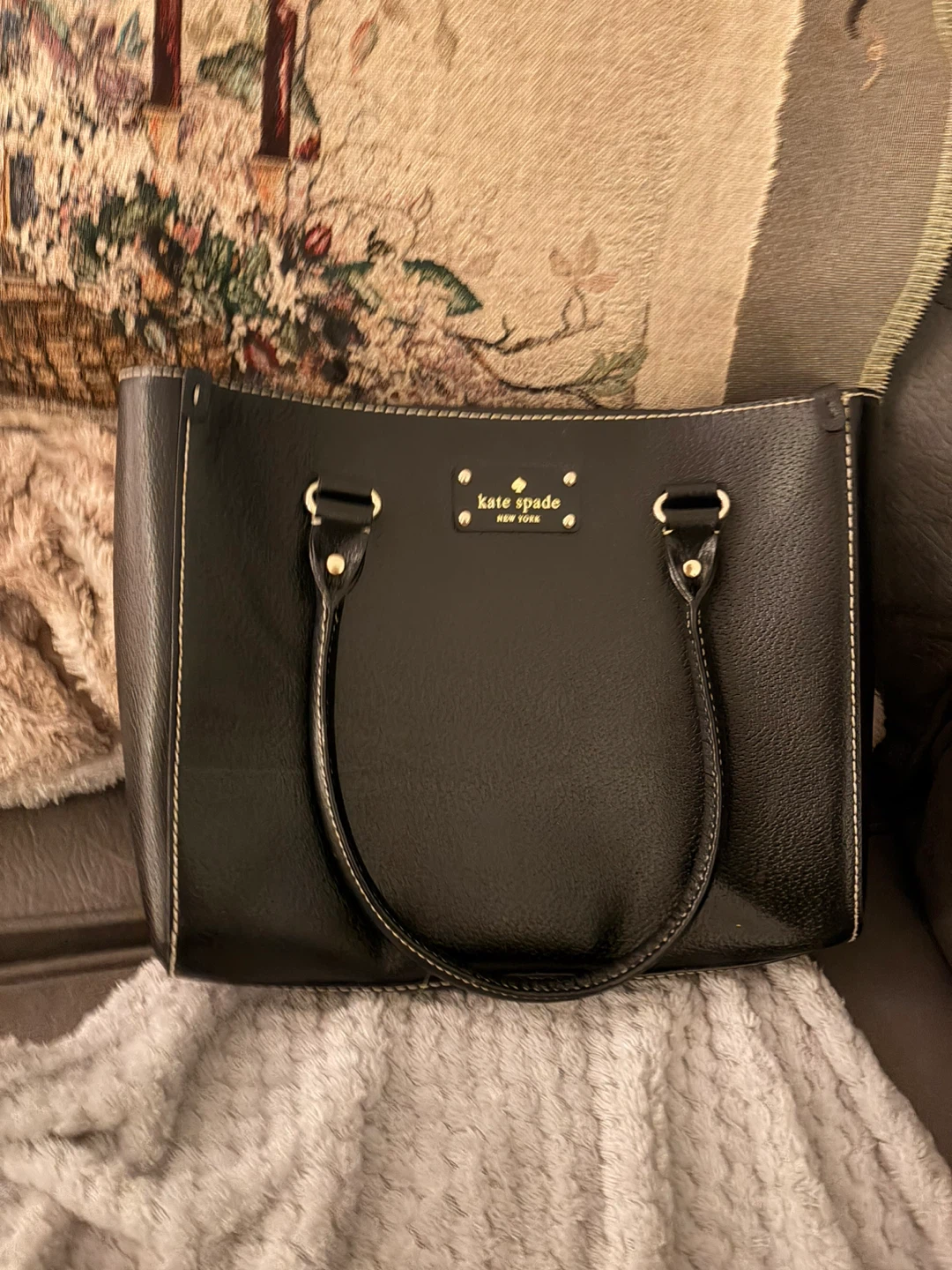 Kate Spade Black Leather Tote Bag
