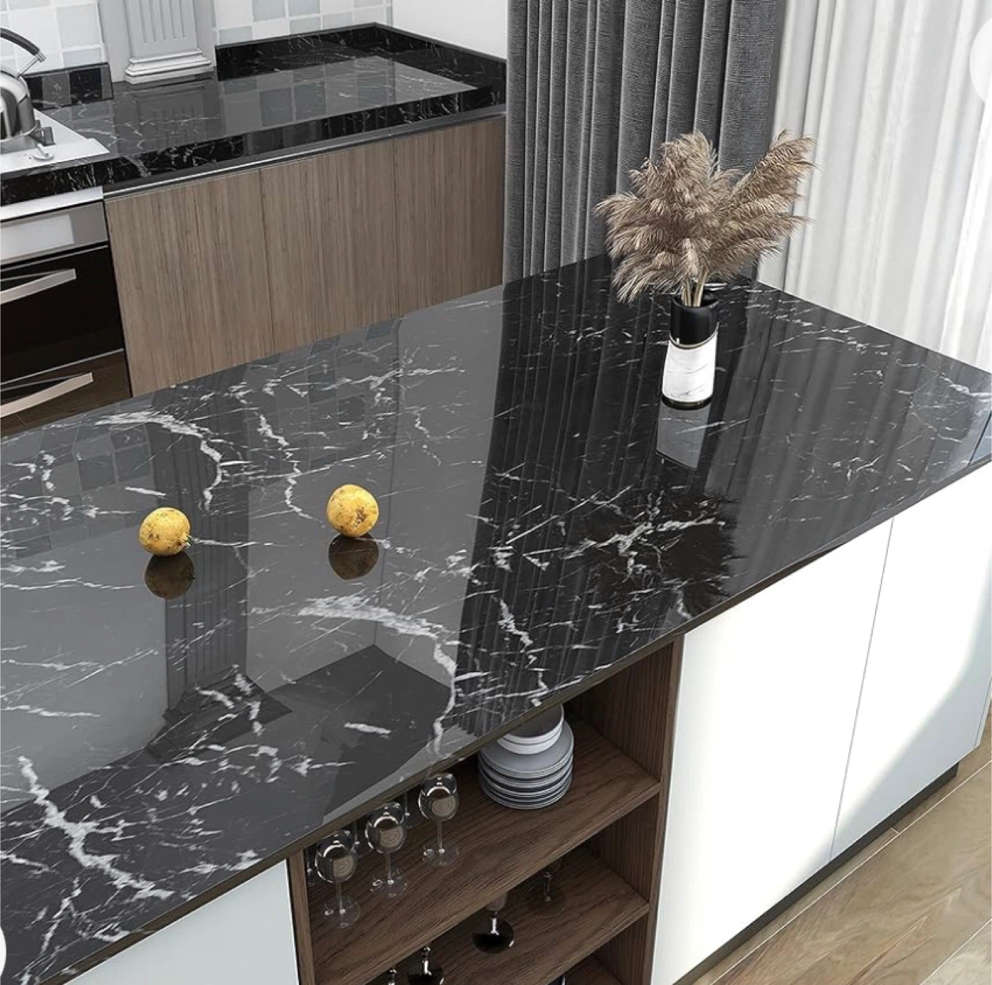 Marble /Granite Pattern Black or White Wallpaper Rolls