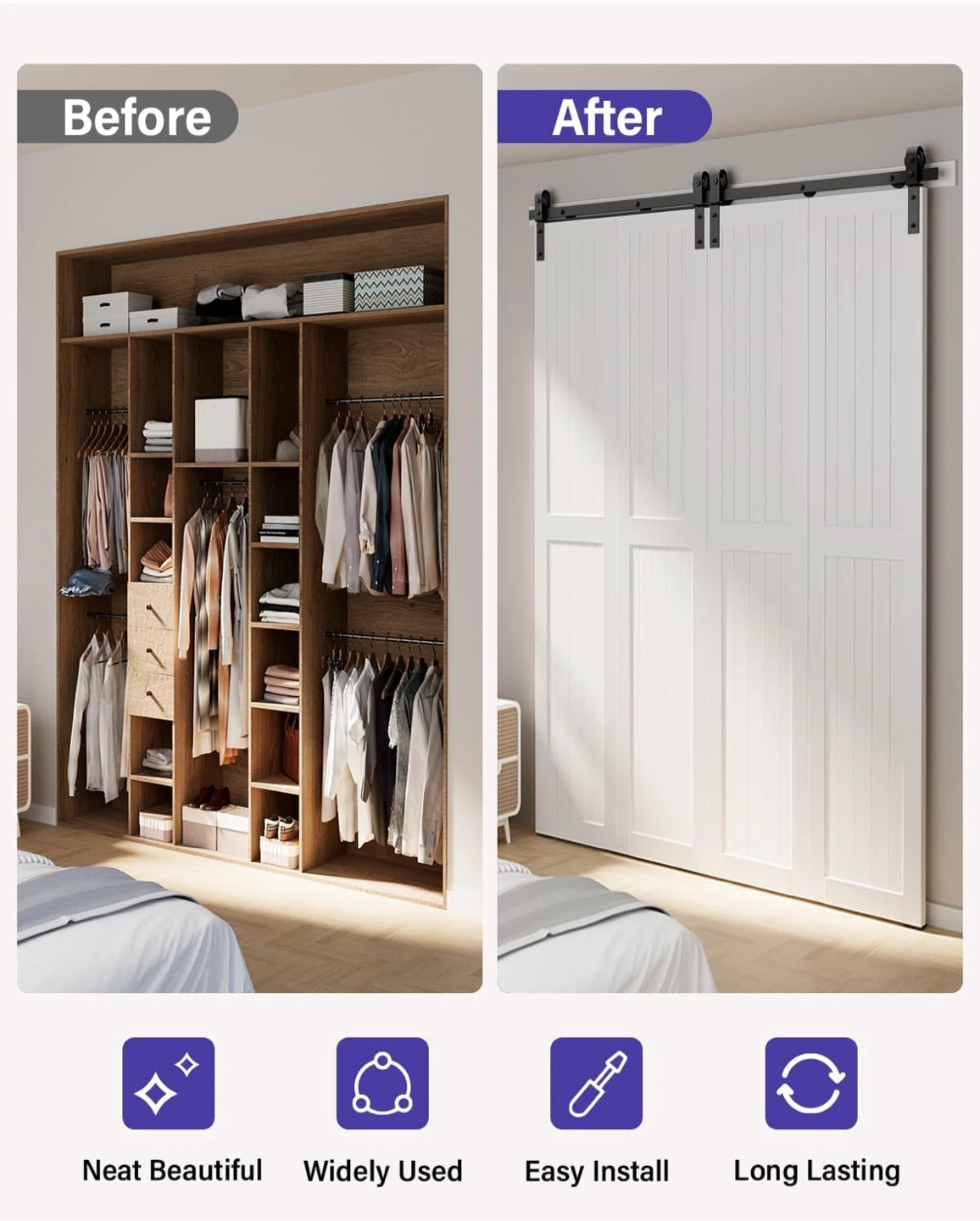 ZEKOO Bi-folding Barn Door Hardware Kit - photo 5
