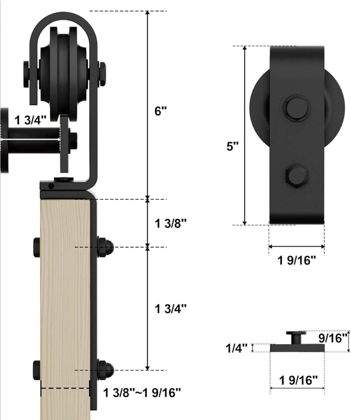 ZEKOO Bi-folding Barn Door Hardware Kit - photo 4
