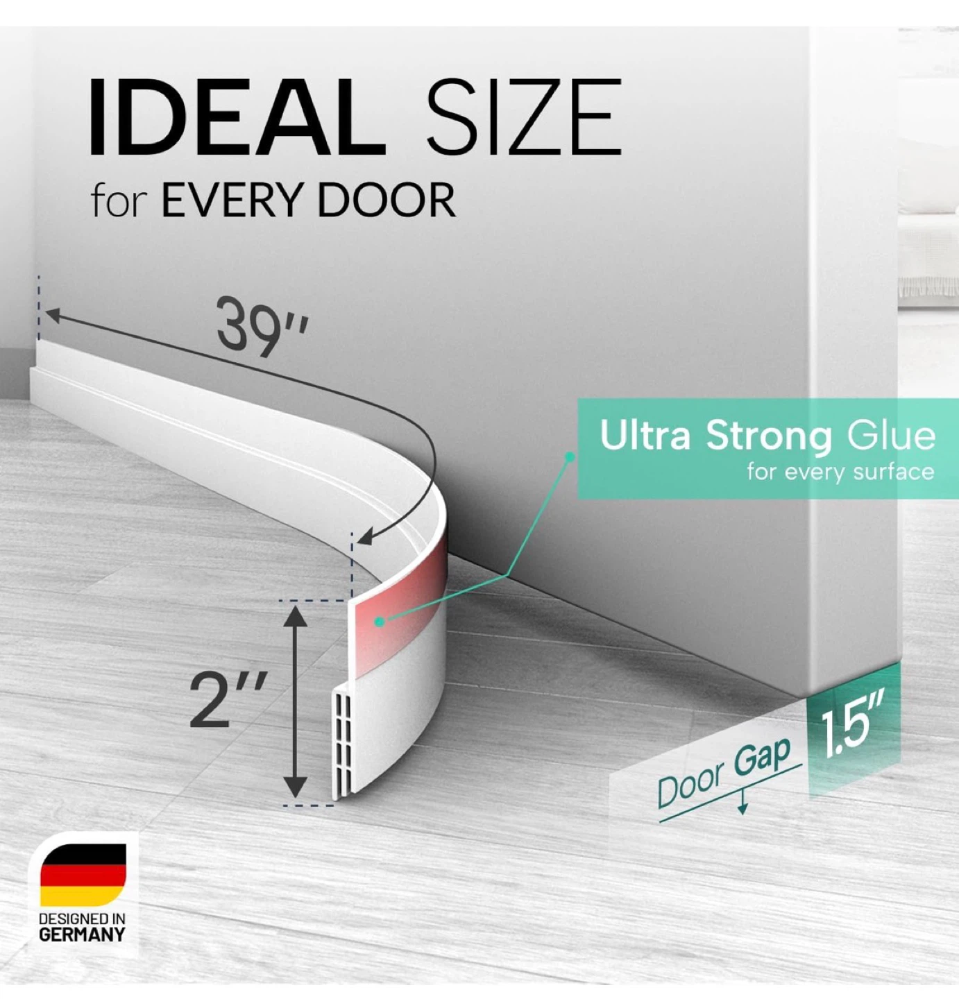 New Ellure Door Draft Stopper - 39 Inches, White - photo 2