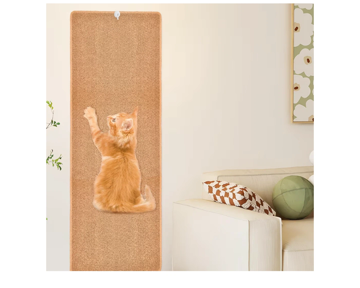 Brown Sisal Cat Scratching Post Rug 71x16" - photo 3