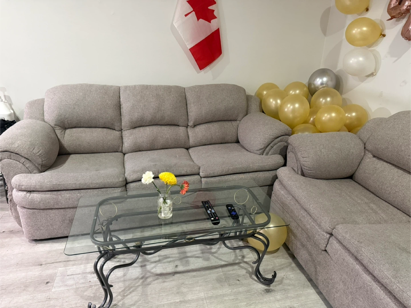 Grey Sofa and Loveseat Set