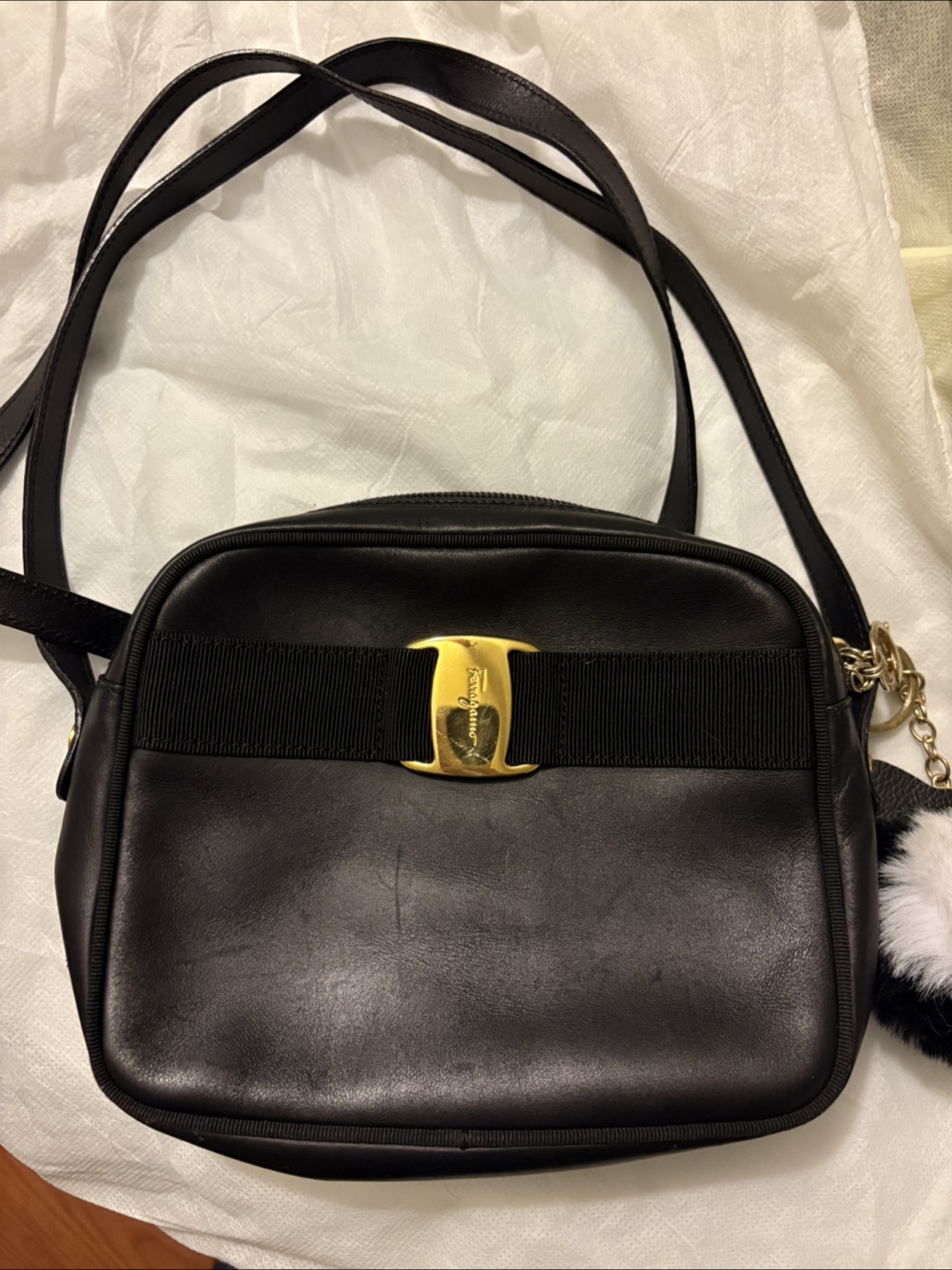 Salvatore Ferragamo Black Leather Crossbody Bag